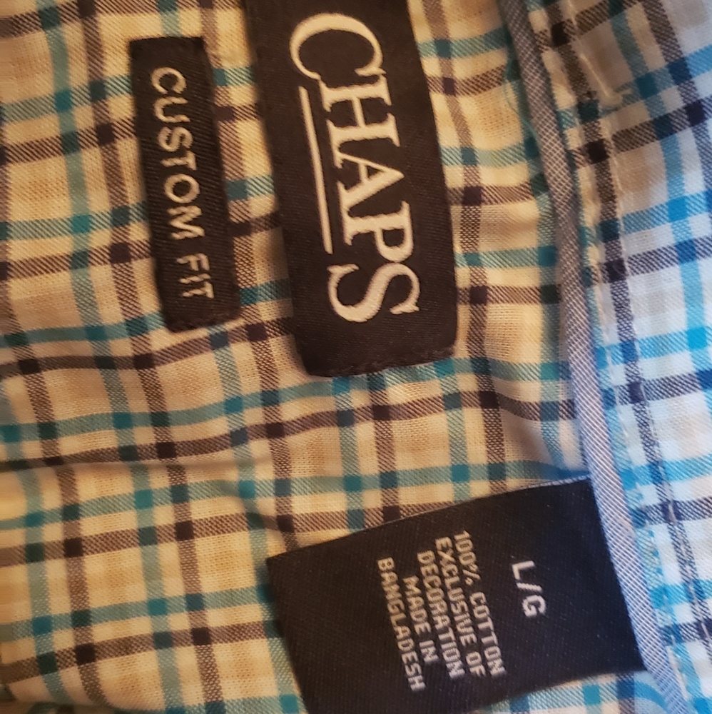 Chaps Custom Fit Buttons Up Short Sleeve Shirt L - image 5
